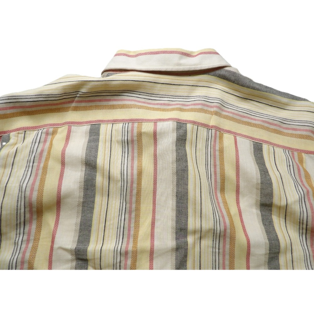 VTG 90s Joseph Abboud Men XL Linen Viscose Striped Short Sleeve Shirt Hong Kong - Picture 13 of 16